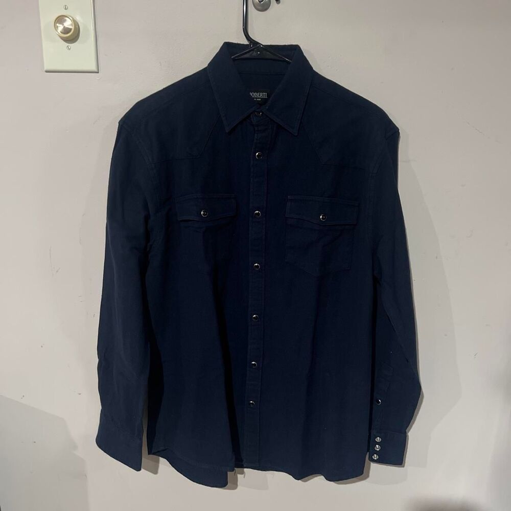 Gioberti Men's Navy and Blue Shirt